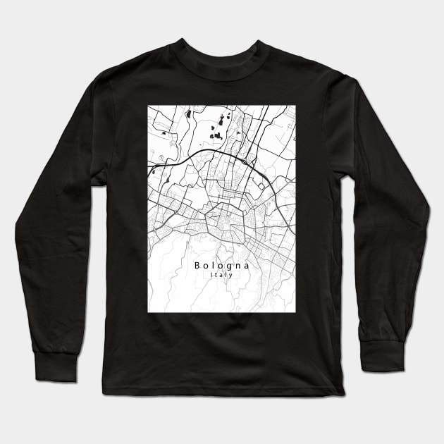 Bologna Italy City Map white Long Sleeve T-Shirt by Robin-Niemczyk